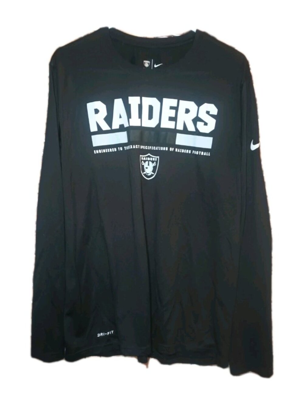 Nike Dri Fit Shirt Las Vegas Raiders Men's Large Black Long sleeve